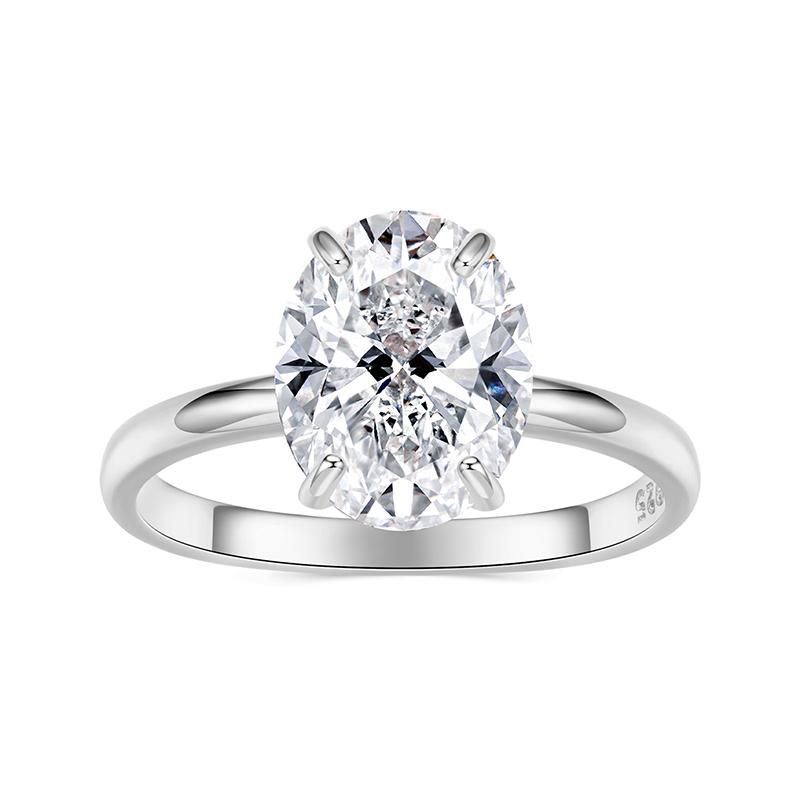 BAMOER 3.5CT CZ Oval Cut Ring 925 Silver 4 Prongs Halo Engagement Band Ring for Women Wedding Promise Jewelry Gift