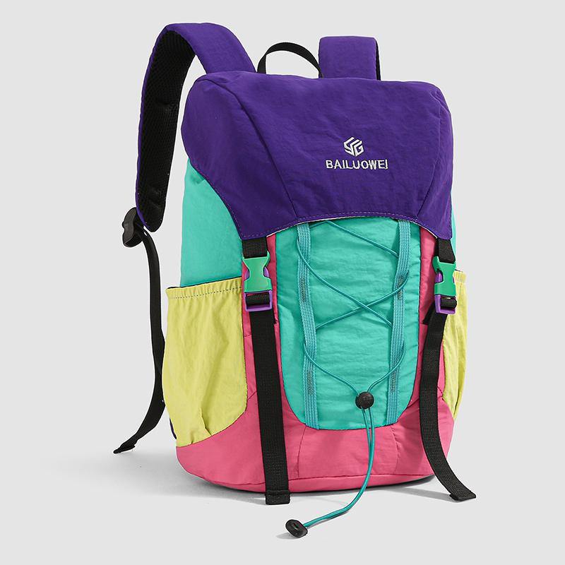 Outdoor Backpack Color Block Hiking and Urban Travel Lightweight Waterproof Backpack розовый/зелёный