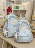 Schoolbag new cute pink plaid cat schoolbag sweet clear backpack large capacity high value going out girl backpack