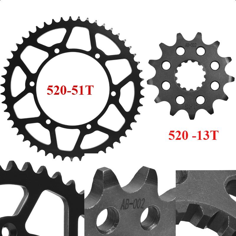 520 13T 51T Motorcycle Front Rear Sprocket Gear Wheel Cam for Kawasaki KX250 R1 2005-2008 KX250 R6F R7F R8F 2006-2008