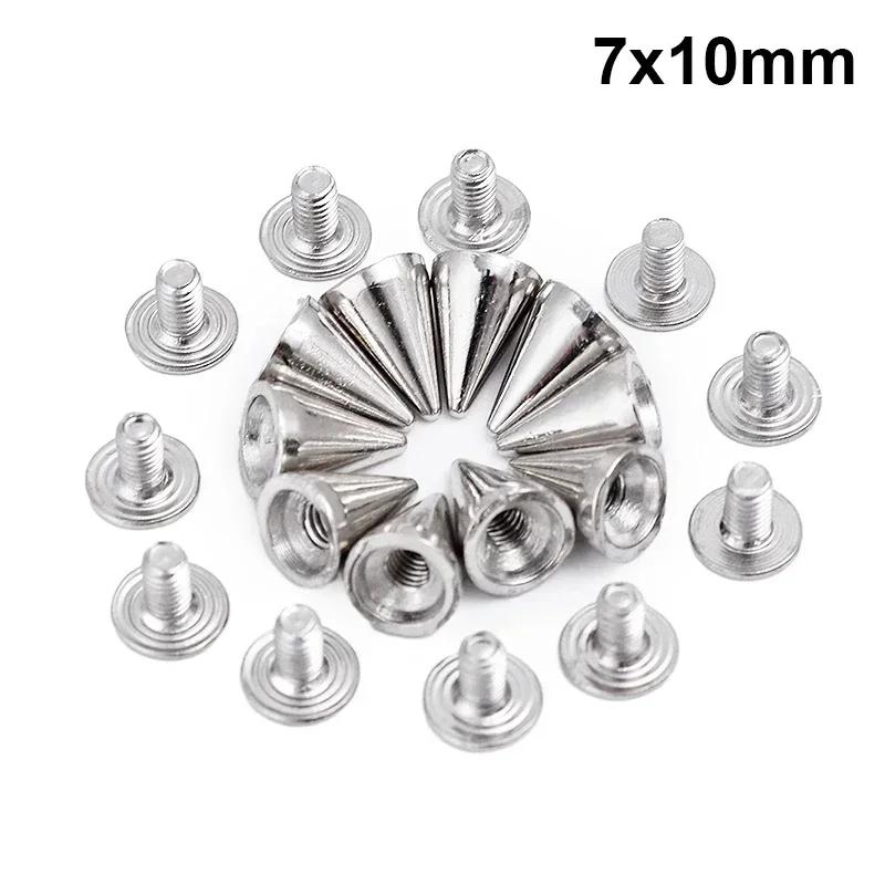 

20/14/10MM Silver Rivets Round Cone Spikes DIY Punk Cone Studs Shoes Clothing Garment Double Cap Nail Rivet Handcraft Supplies 30PCS