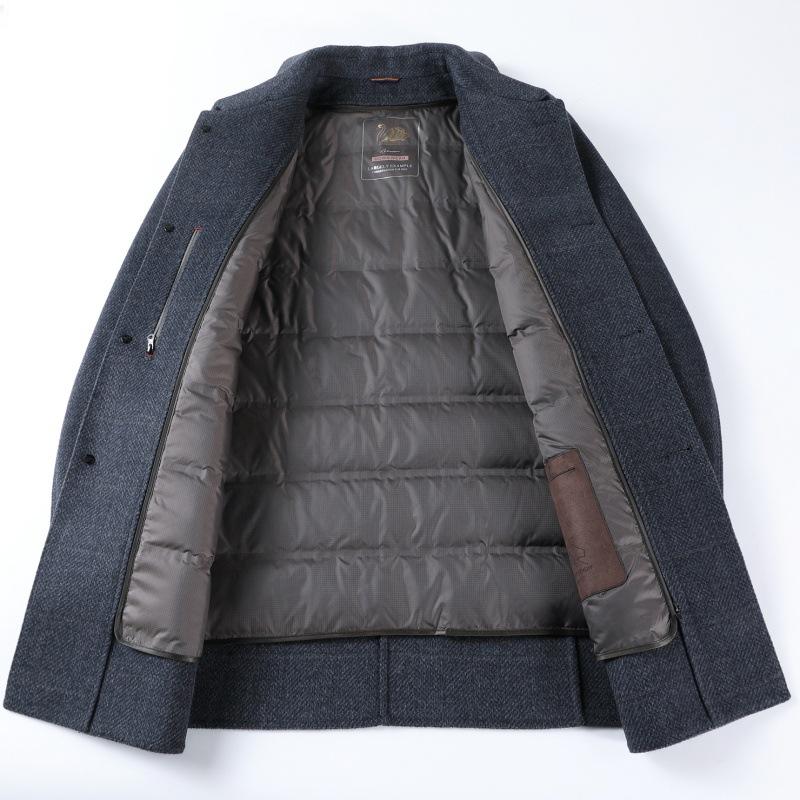 High-end Cashmere Coat for Men, Mid-length Winter Warm Middle-aged Lapel Men's Double-sided Woolen Woolen Casual Coat
