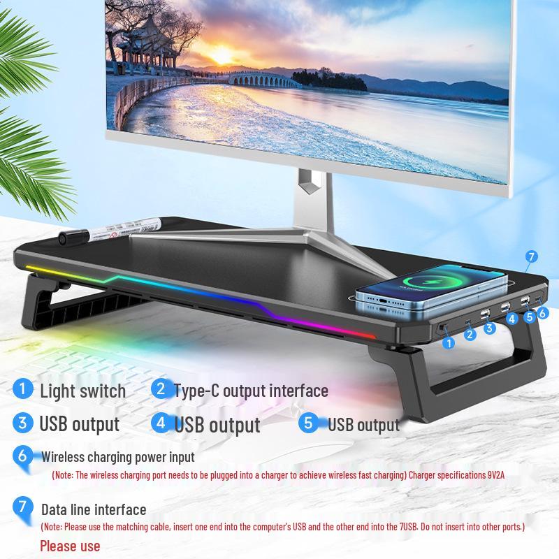 Ergonomic RGB Laptop Stand: Wireless Charging, Adjustable Height, No Assembly Required