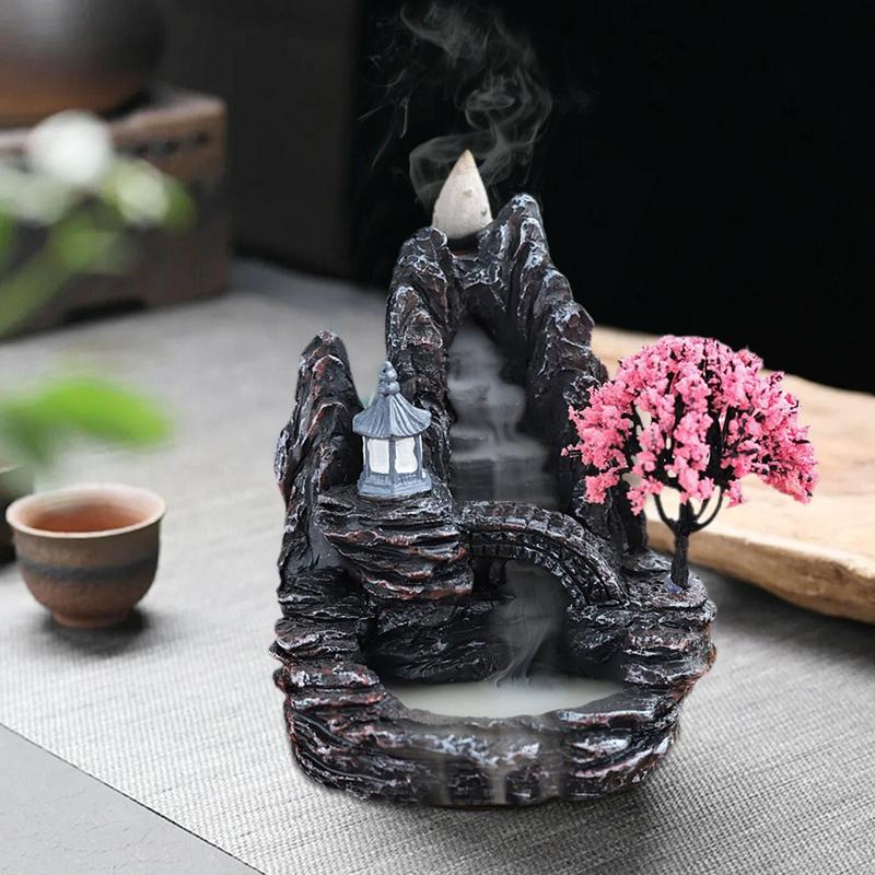 Waterfall Incense Burner Mountains River Shaped Incense Burner Home Decor Backflow Fragrance Aroma Fountain Zen Decor Burner