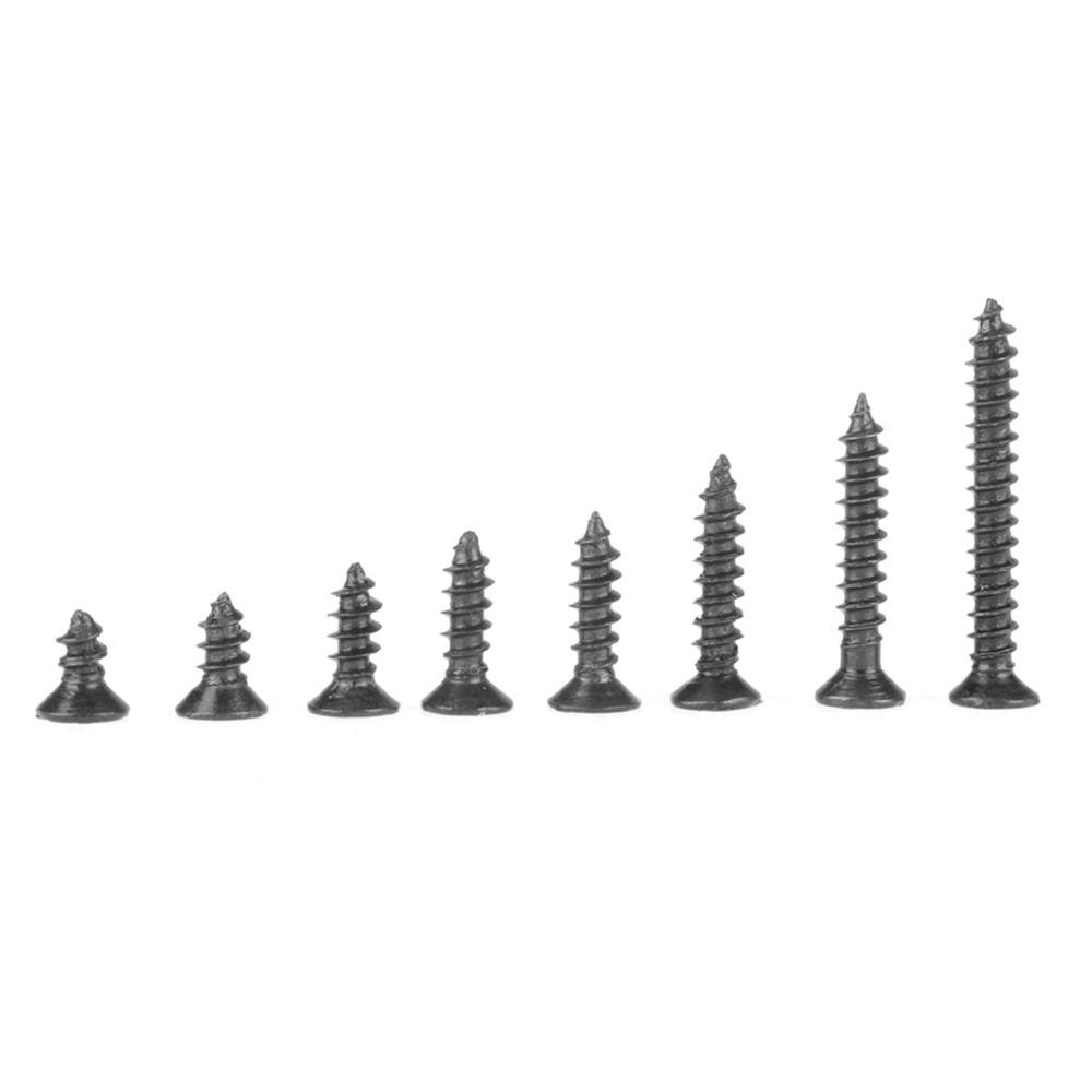 800pcs Black Carbon Steel Self Tapping Screws Cross Head Flat Head Cross Screws Countersunk 800pcs Set