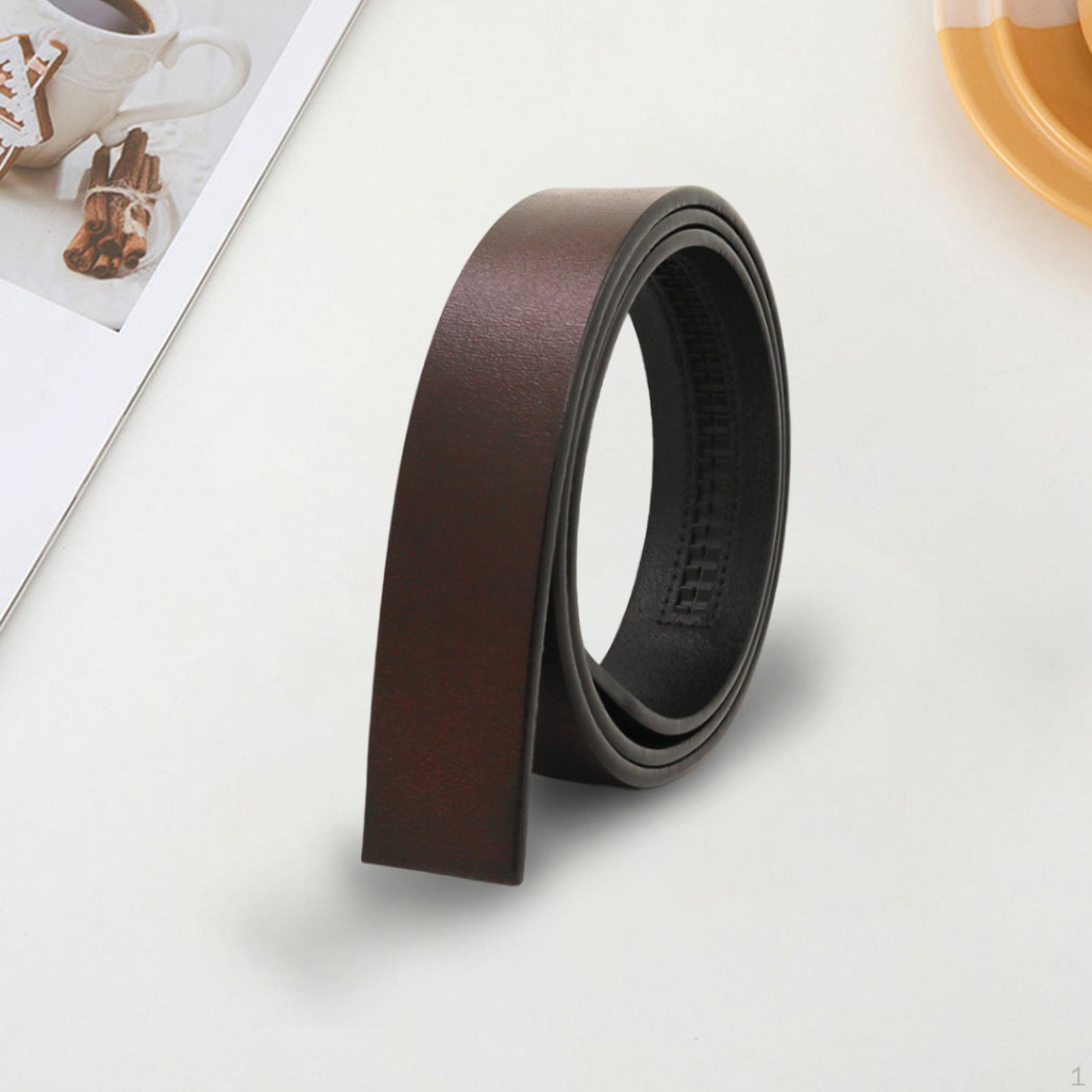 Belt Strap without Buckle, PU Leather Designers Strap, Casual Adjustable, Jean Slide, Brown