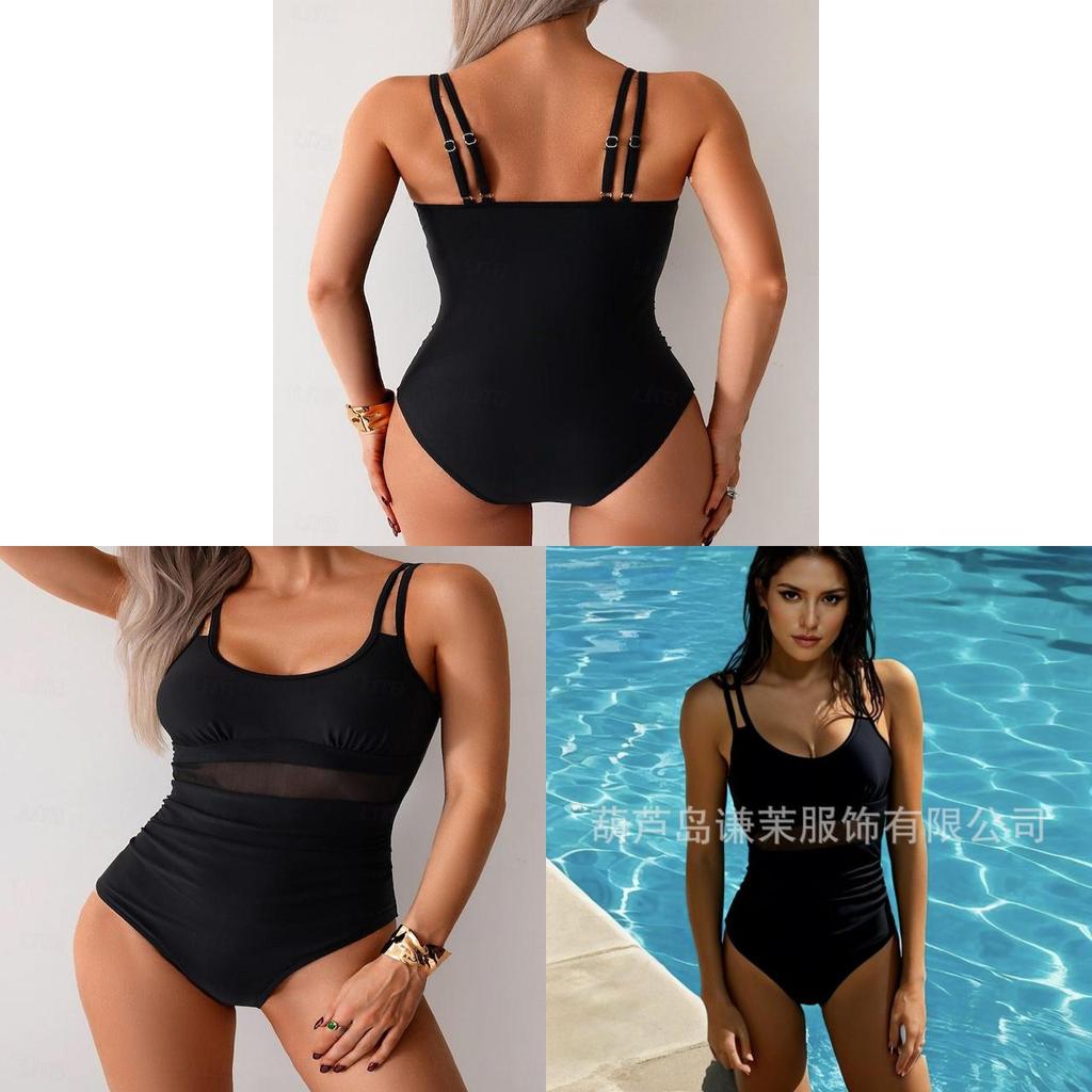 Womens Onepiece Swimsuit With Mesh Deep V Pushup For Swimming And Active Wear