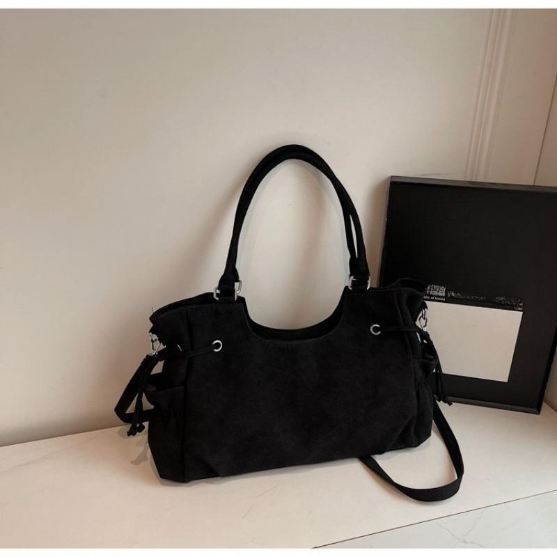 Сумка-тоут через плечо, вместительная, простая, под мышку, нишевая и высококачественная чёрный