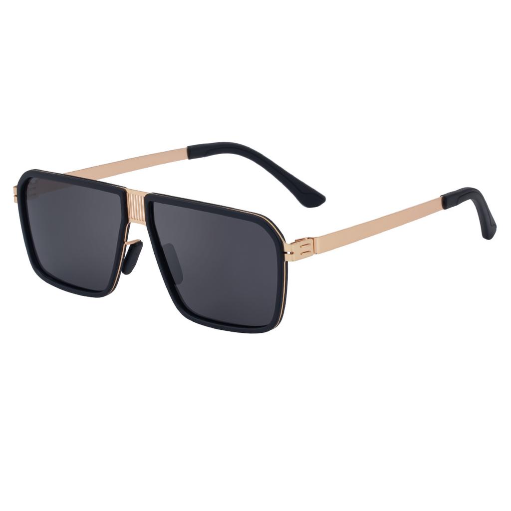 New retro double beam sunglasses men's stainless steel box high-end sunglasses driving polarized glasses mixed batch