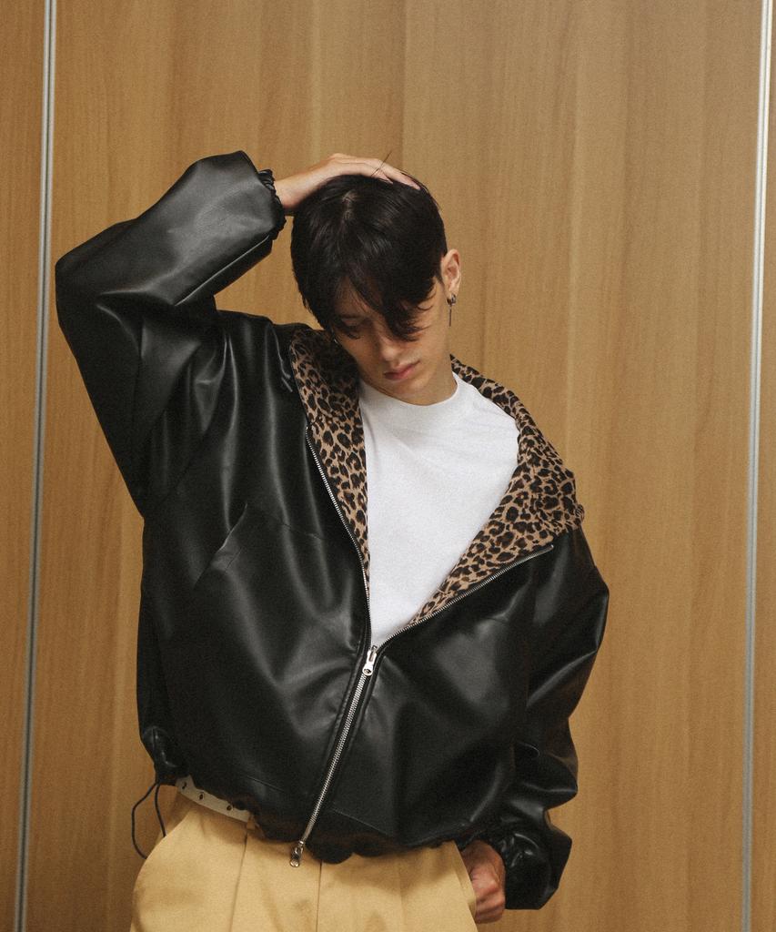 Rockpsycho Reversible Leopard Print Zip-Up Brown