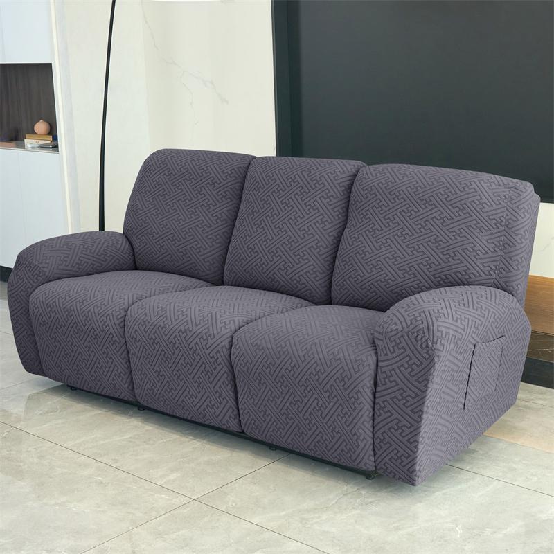 3Seater Jacquard Recliner Sofa Cover Dust-proof Stretch Reclining Couch Slipcover Relax Armchair Slipcover for Living Room Home