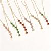 French Retro Titanium Steel Four-Leaf Clover Pendant Necklace with Colored Zirconia