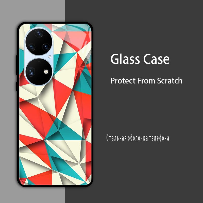 For Huawei P50 Pro Case P50E P 50 Luxury Tempered Glass Phone Case For Huawei P50 E Back Cover Fashion Protective Coque P50Pro
