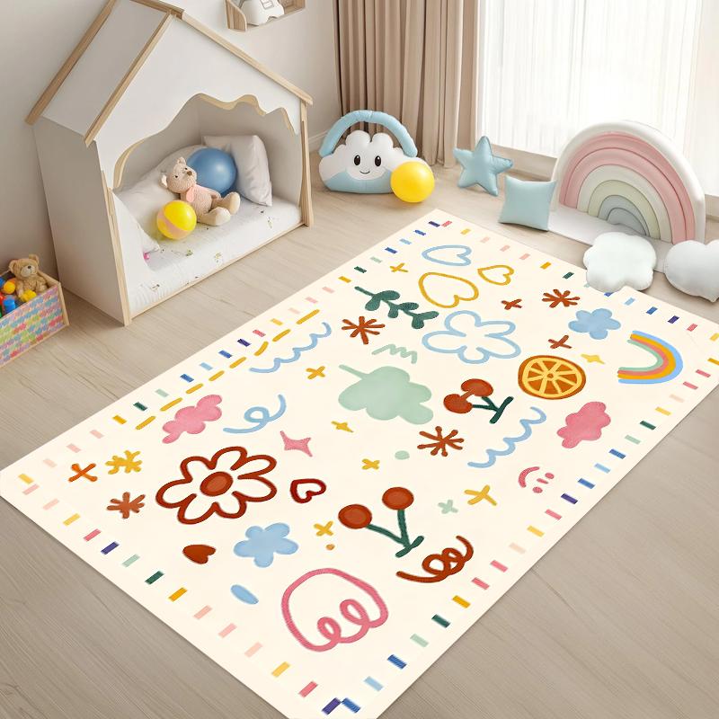 Small Fresh Living Room Cartoon Non-slip Loop Pile Carpet Household Sofa Tea Table Carpet Home Decoration  Bedroom Decor 50X80CM