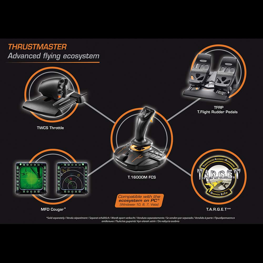 Pedal de leme Thrustmaster FCS Flight Pack para PC []Thrustmaster T.16000M Joystick, acelerador,