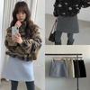 Korean High Waist A-Line Mini Skirt Winter Solid Color Wool Blend Women
