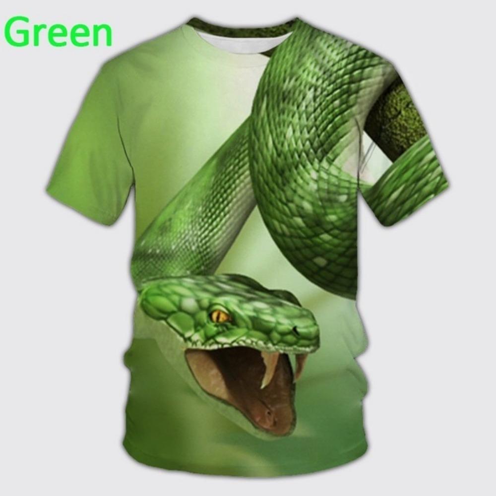 Summer Snake Tshirts for Men 3D Printing Animal T Shirt Casual Fashion Hip-Hop Cool Round Neck Short Sleeve Top