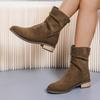 Woman Suede Ankle Boots Autumn New Fashion Thick Heels Back Zipper Boot Woman Design Chunky Heel Pointy Short Botas 2026