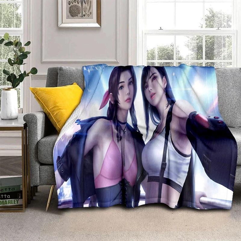 3D Tifa Aerith Sexy Lace Girl Game Cartoon Blanket,Soft Throw Blanket for Home Bedroom Bed Sofa Picnic Office Cover Blanket Kids