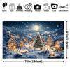1 piece Christmas background fabric featuring cartoon village and red pine tree design 100% polyester party decorationZL