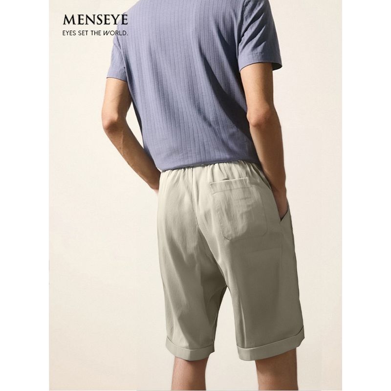 Menseye Men's Shorts Men's Summer Casual Pants Workwear Style Japanese Khaki Versatile Color-Blocking