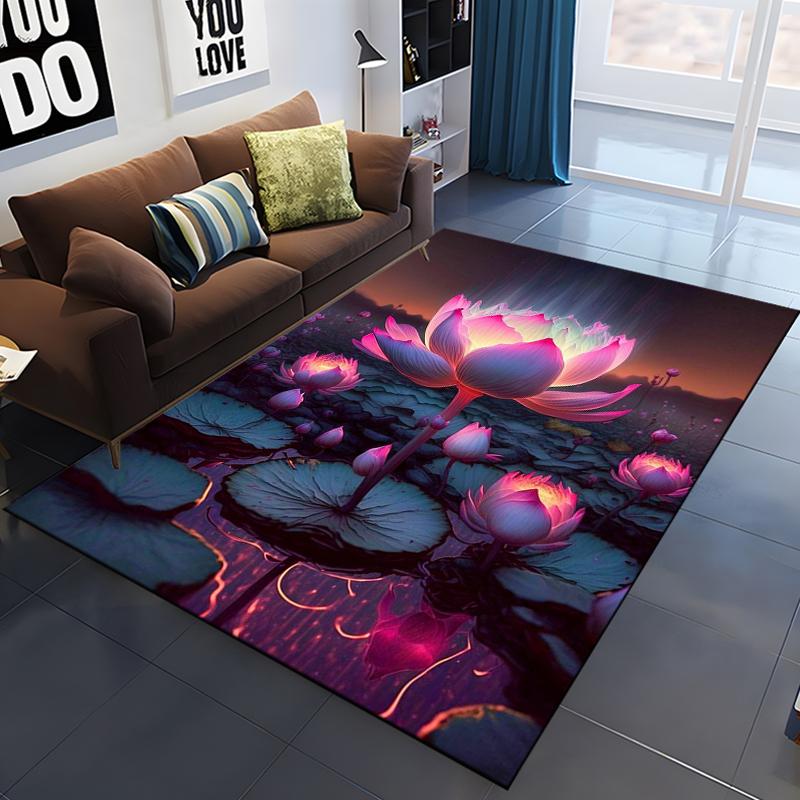 Lotus Flower Carpet for Living Room Home Decoration Sofa Table Big Area Rugs Bathroom Non-slip Floor Mats Bedroom Bedside Carpet