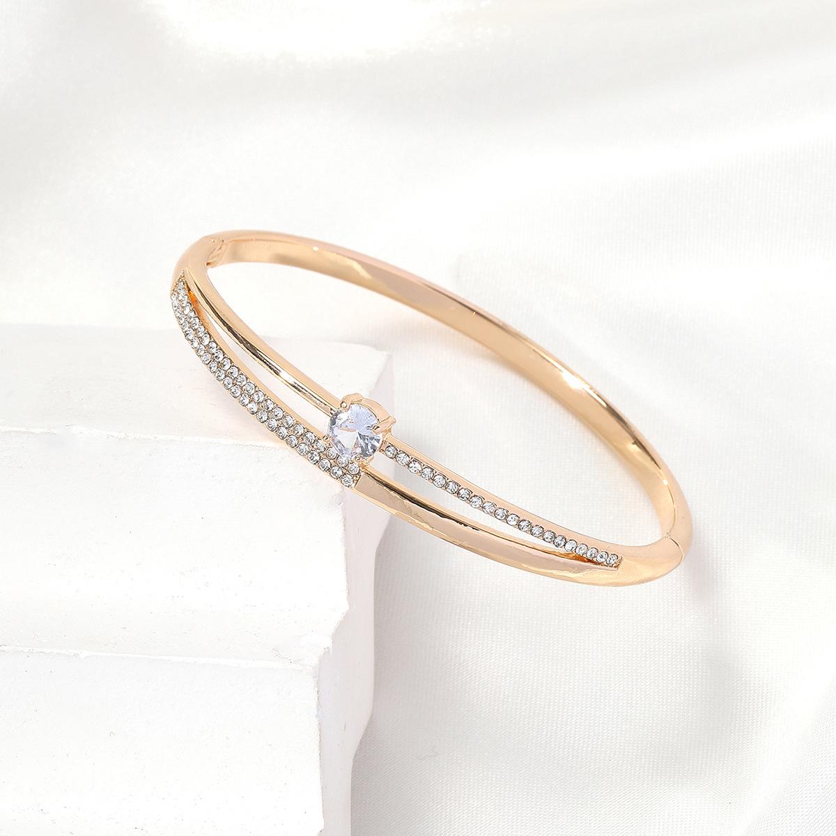 Женский роскошный браслет с инкрустацией бриллиантами: Минималистичный японско-корейский стиль