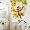 Watercolor Monkey Swinging On Swing Self Adhesive Glass Window Sticker No Residue for Kids Room Wall Decor