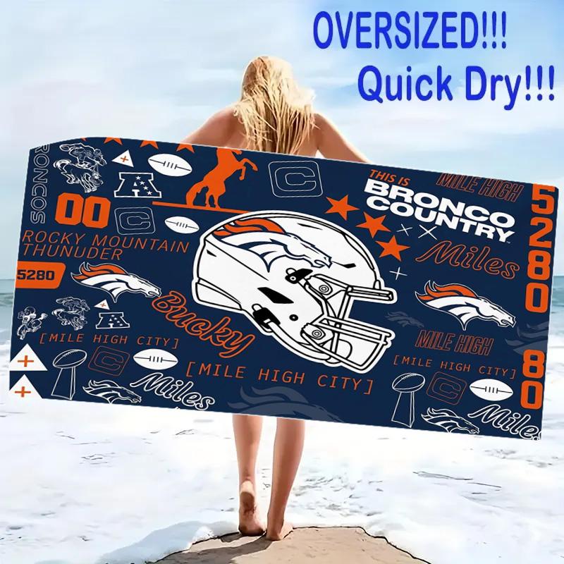 Denver Broncos Druck Strandtuch, Großes Weiches Schnelltrocknendes Handtuch für Strand Camping Schwimmen