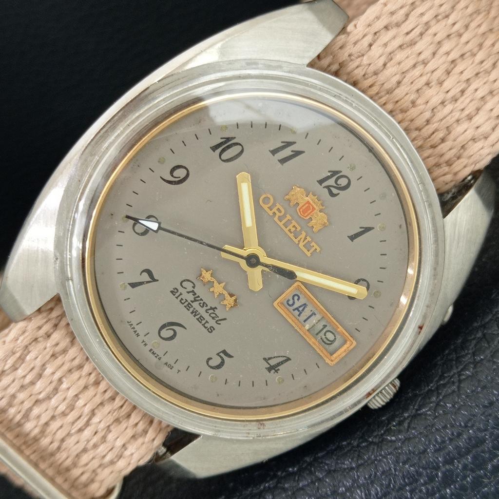 

ВИНТАЖНЫЕ ORIENT CRYSTAL АВТОМАТИЧЕСКИЕ 46941 ЯПОНИЯ МУЖСКИЕ СЕРЫЙ ЦИФЕРБЛАТ ЧАСЫ a704882-1