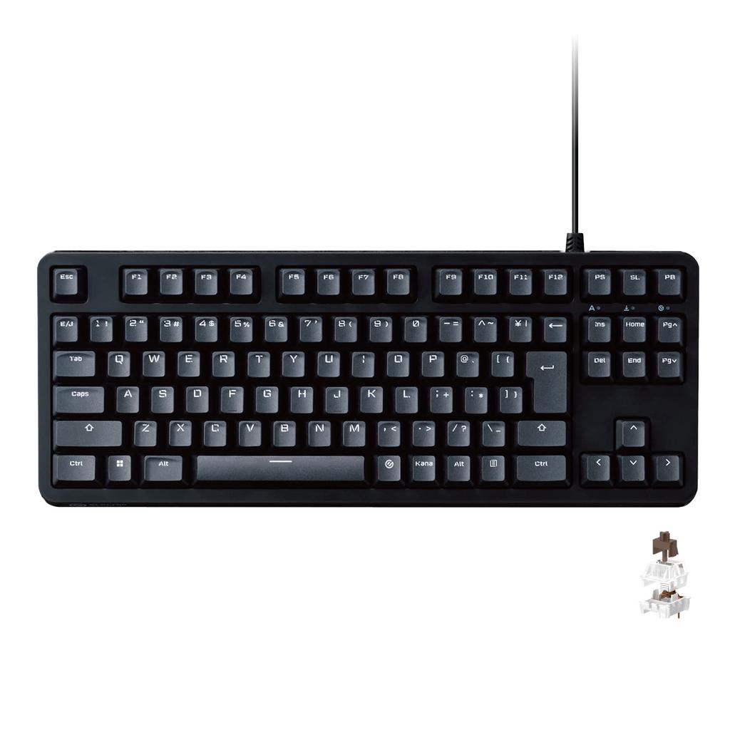 ELECOM TK-GK20TBK Wired Mechanical Gaming Keyboard with Full Key Rollover, 50 Million-Click High-Durability Switches, Tactile Brown Switches,