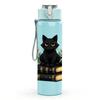 1PC Black Cat Stacked Books Art 750ml Color Plastic Sports Water Bottle Leakproof Flip Straw Lid Suitable for Sports Office Home Use