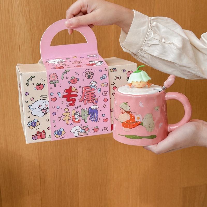 Birthday Gift Cute Cartoon Boy Mug Girl Gift Box Couple Ceramic Coffee Drinking Cup