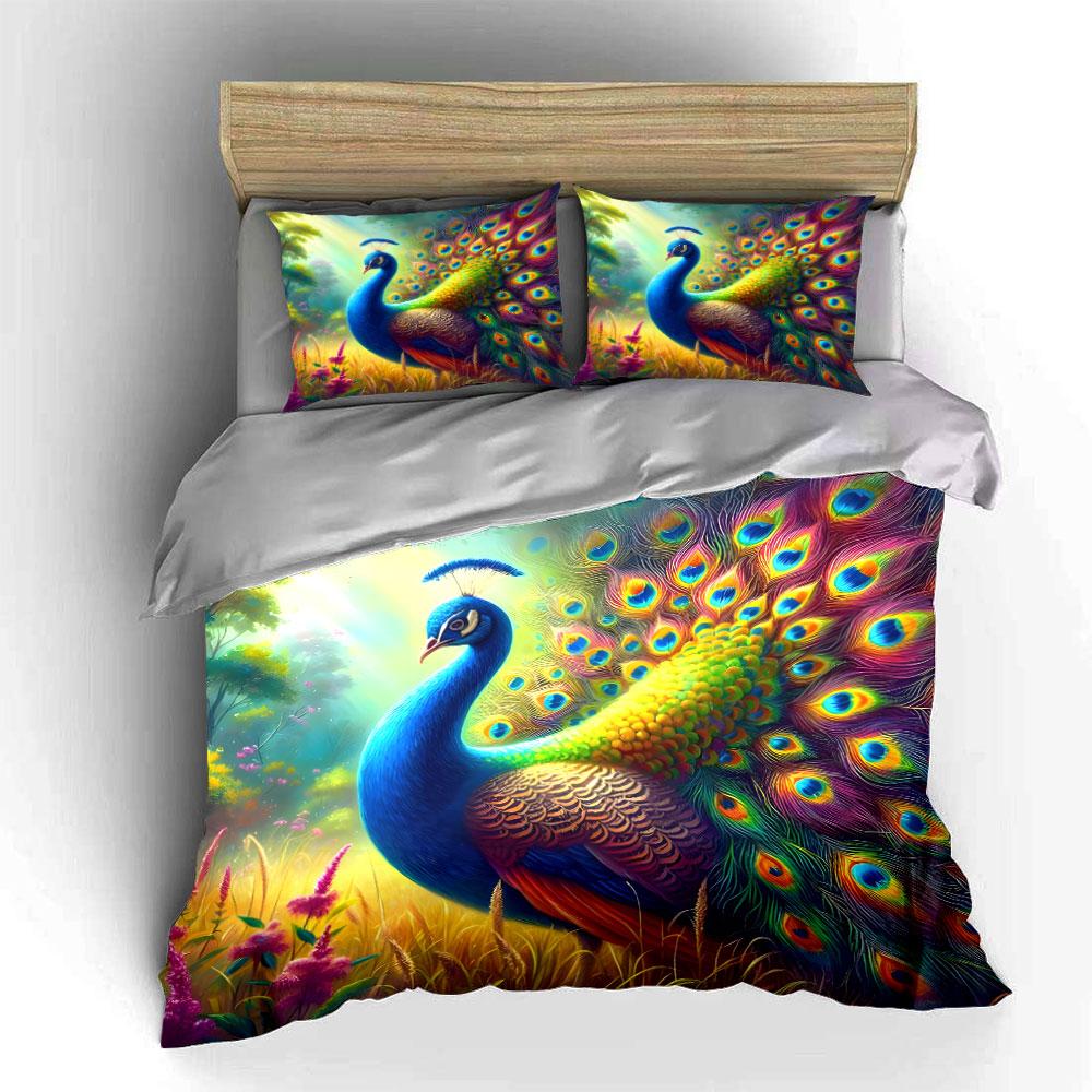 Radiant Peacock Elegance Unfolded Bedding sets Duvet covers Pillowcases(1* Duvet Cover 2* Pillowcases without duvet insert)