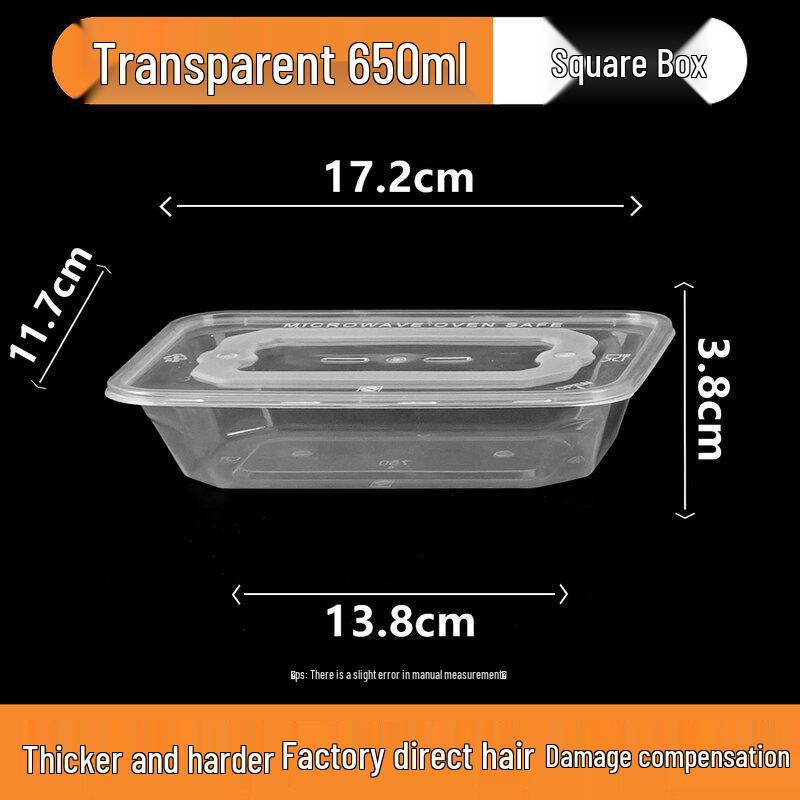 Disposable 650ml Rectangular Food Containers