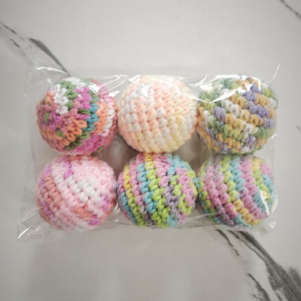 Retro Hand-Knitted Cat Toys Ball Colorful with Bell Inside Cat Ball Toy Woolen Yarn Interactive Kitten Toys for Indoor Self Play