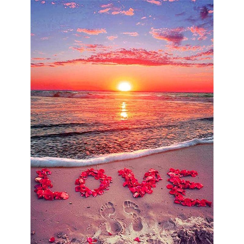 5D Diy Full Round Drill Diamond Painting Cross Stitch Heart Shape Landscape Diamond Embroidery Home Decor Gift