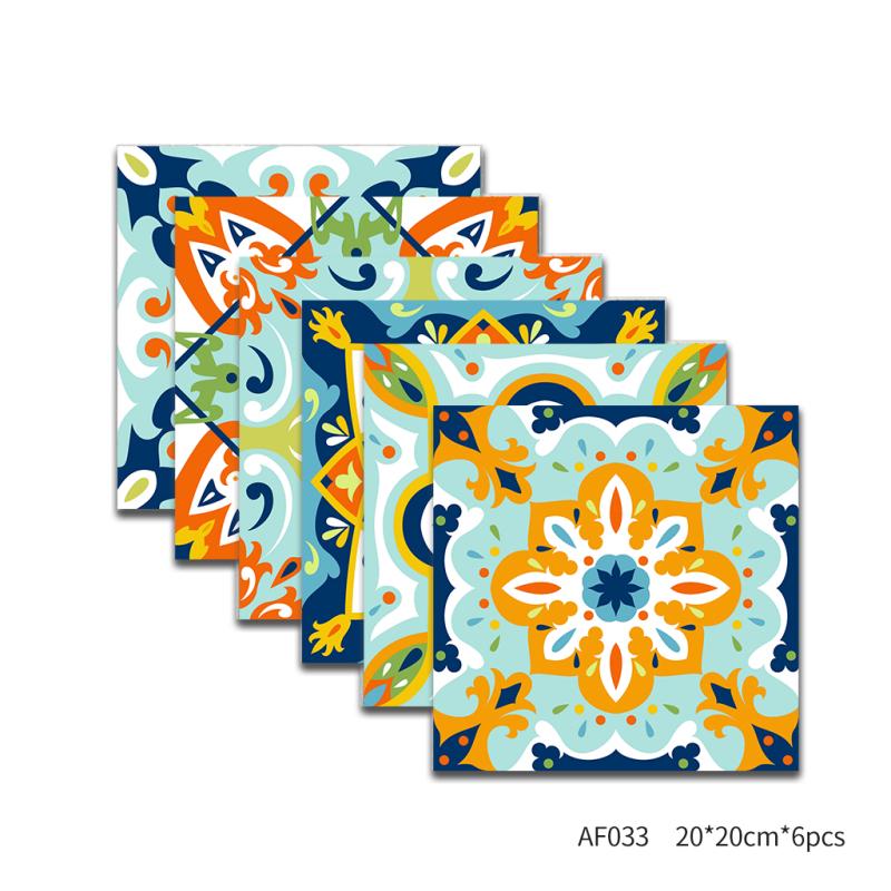 6Pcs 20x20cm Self Adhesive Tile Sticker Waterproof Oil Proof Wall Decor for Kitchen Decor