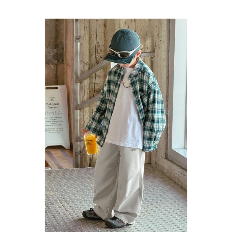 Boys Plaid Long Sleeve Shirt Casual Spring Kids Top