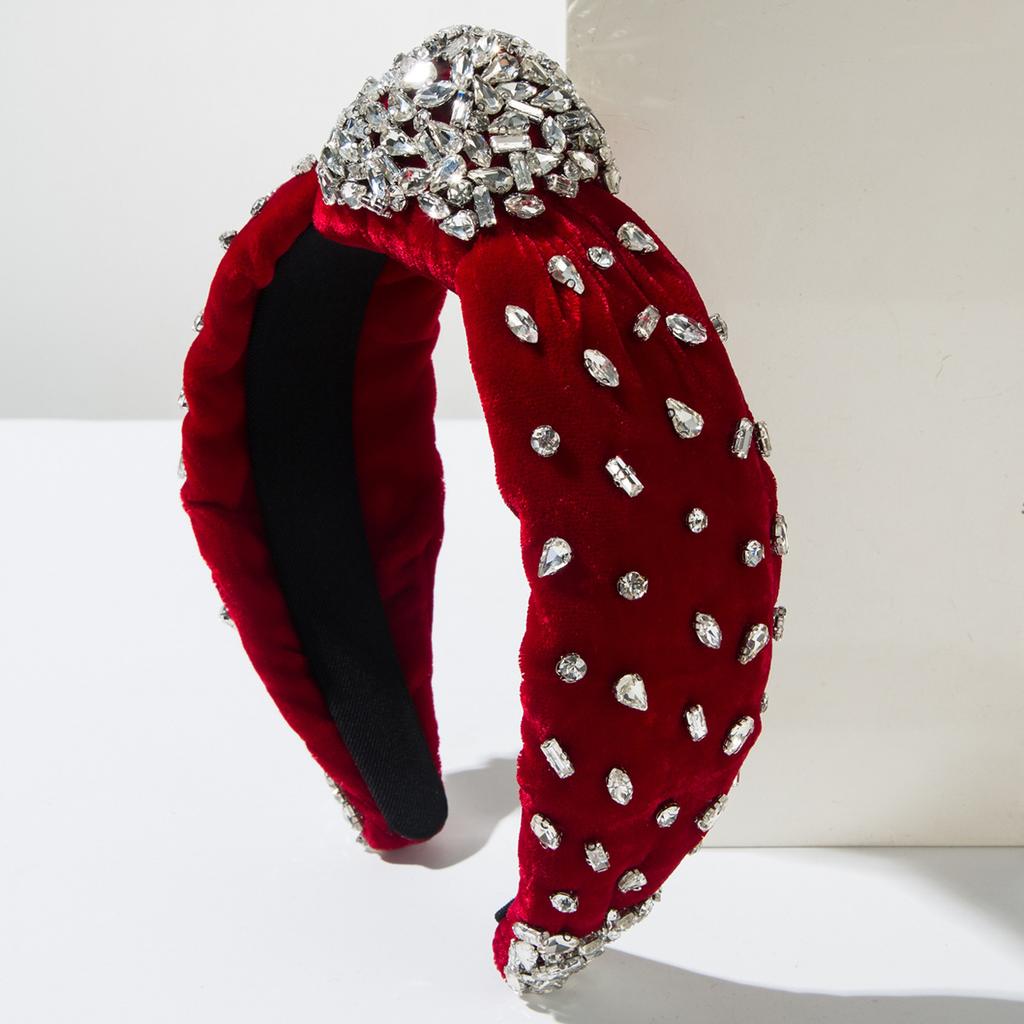 Women's Fashion Rhinestone Headband Black Red White Green Jeweled Knotted Wide HeadBand for Mother's Day,Christmas,Birthday Gift