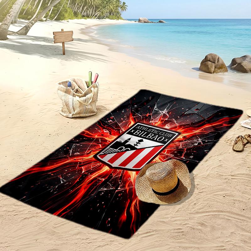 Athletic Bilbao Football Print Beach Towel, Large Soft Quick Dry Towel for Beach Camping Swimming
