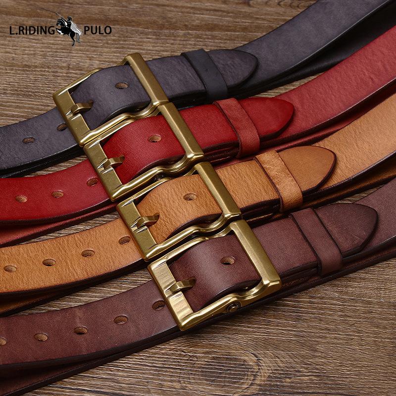 Retro Thickened First Layer Cowhide Copper Buckle Belt Men's Genuine Leather Trendy All-match Tough Guy Jeans Belt