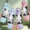 PC Retro Band Black White Album Print 750ml Colorful Plastic Sports Water Bottle Leakproof Pop Up Lid with Straw for Outdoor Work Home Use