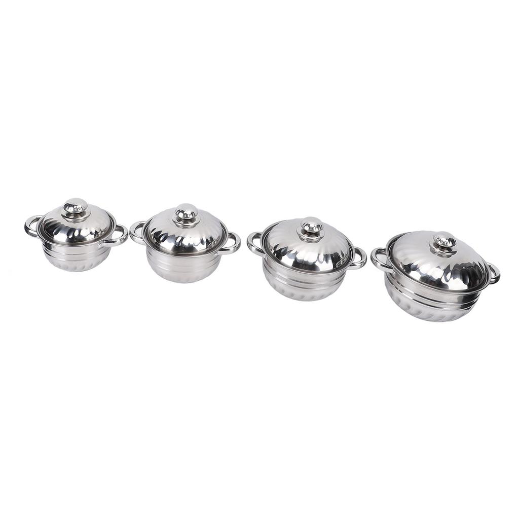 4pcs Stainless Steel Pots Set Stockpot with Lids Dual Handles Sauce Soup Pot for Kitchen Cooking