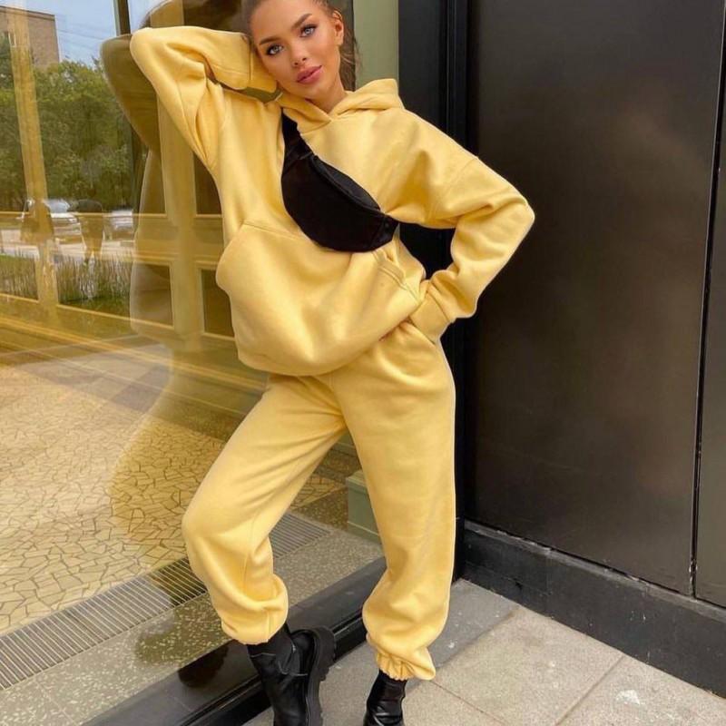 Womens Oversized Hooded Sweatshirt Set Casual Streetwear Two-Piece Outfit Winter 2026