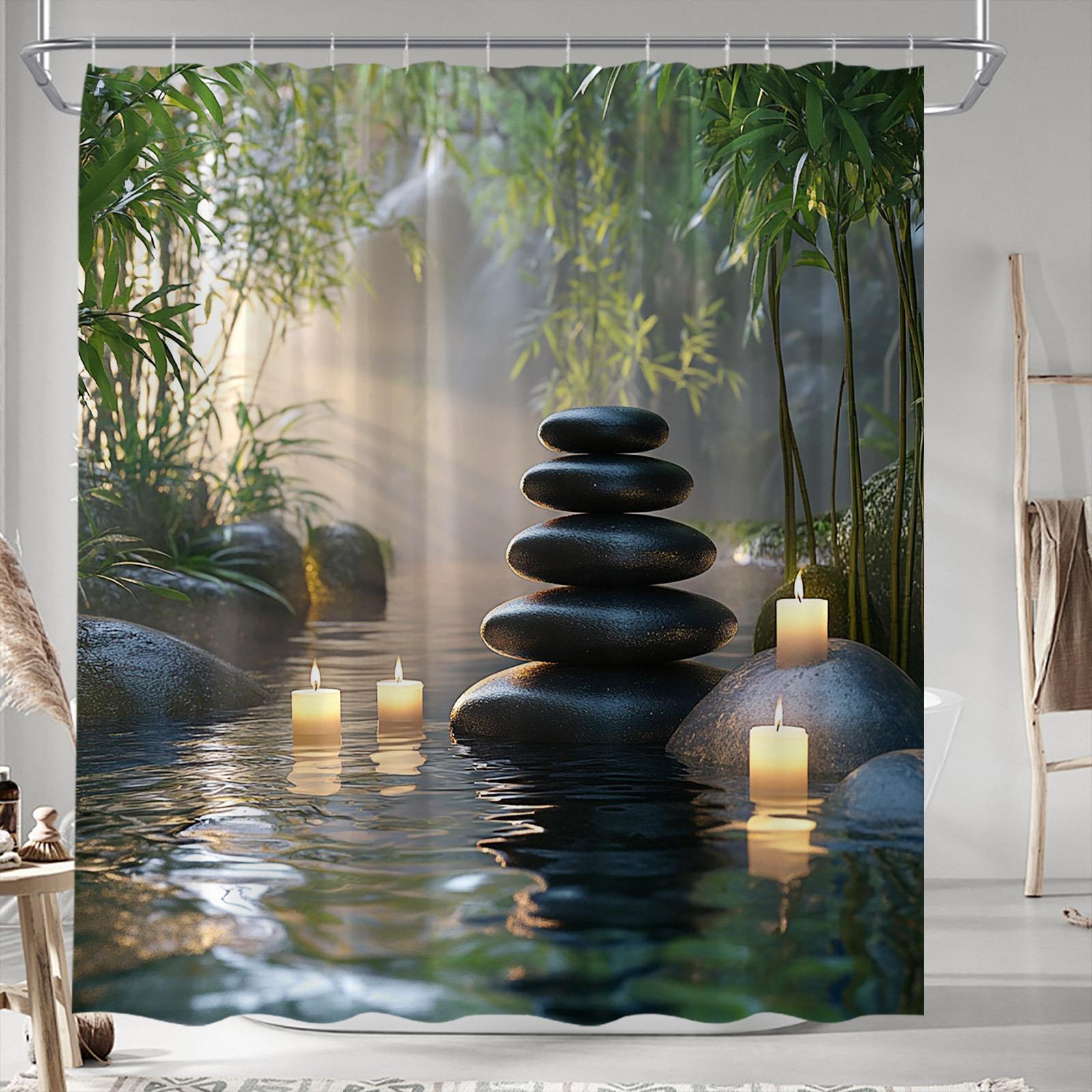 

Шторка для душа «Сад Дзен» - Безмятежный декор для ванной, Идеально для тех, кто любит спокойные и вдохновленные медитацией дизайны W90XH180cm