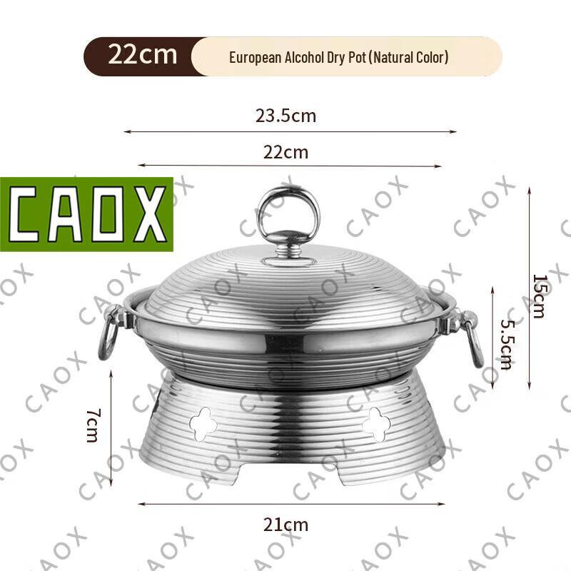 304 Stainless Steel Commercial Mini Hot Pot with Solid Alcohol Stove