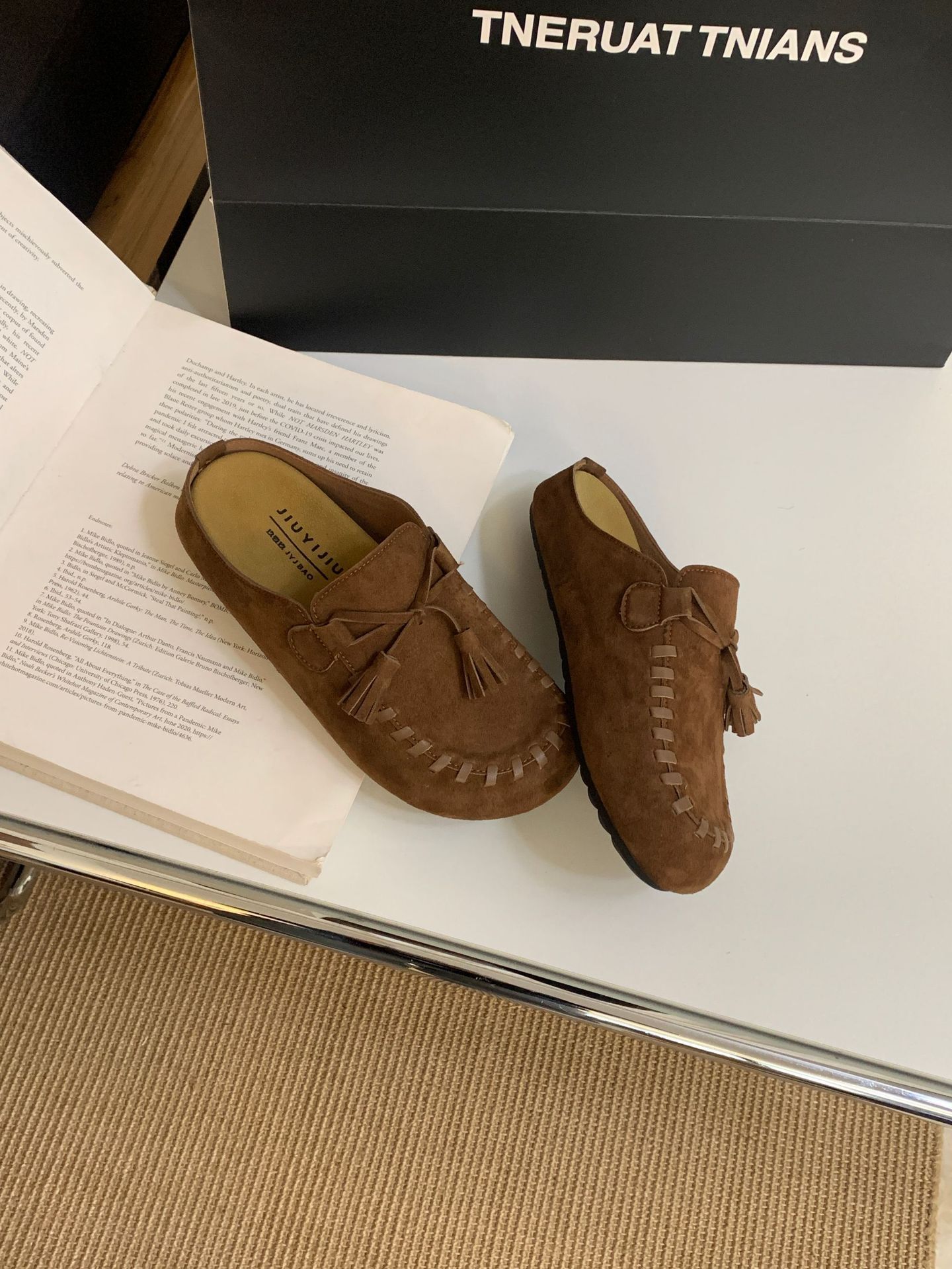 

2025 new retro tassel shoes women s flat-soled soft-soled Doudou shoes one-pedal lazy shoes casual single shoes tide 39