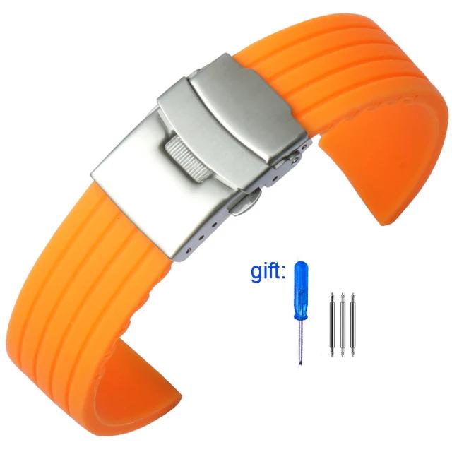 Safety buckle rubber watch strap Men 20 22mm For Seiko PROSPEX SKX007 Water Ghost Abalone Casio MDV-106 Silicone soft Watchbands
