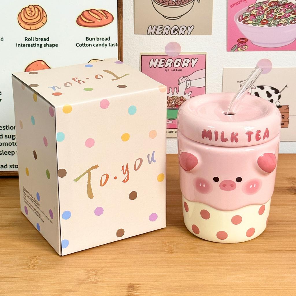 Ceramic Straw Cup Souvenir Gift for Girls Water Cup High Looking Mug Office Cup Home Couple Cup Men